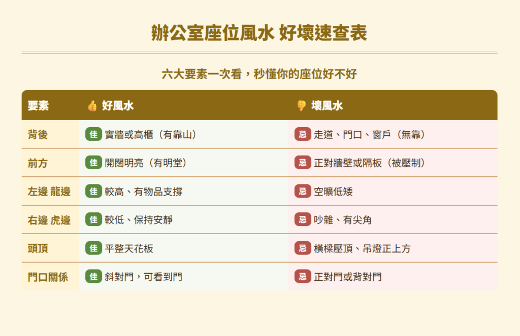 辦公室座位風水office-seat-feng-shui-guide：辦公室座位風水好壞速查表
